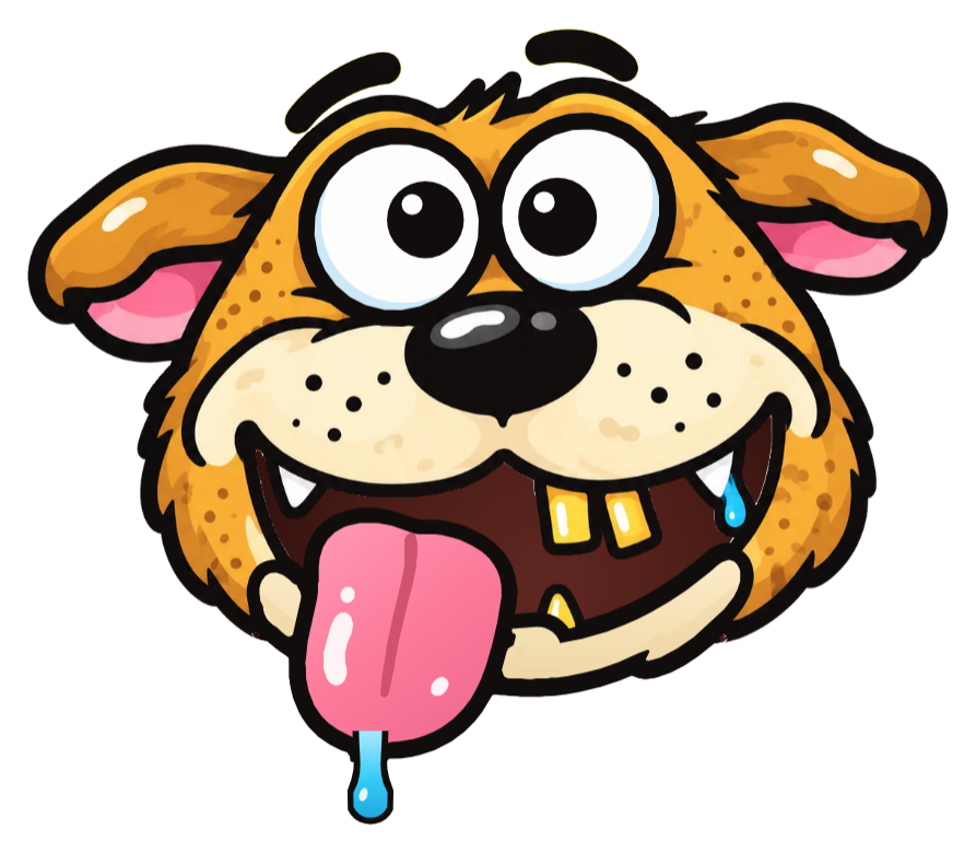 A goofy cartoon dog with its tongue out